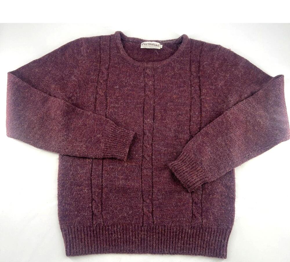 Vintage Personal Sweater Womens Small Burgundy Plum Y2K Grannycore Cabincore
